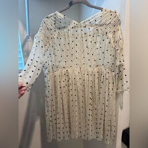 Free People Cream Sheer Top with Black Dots